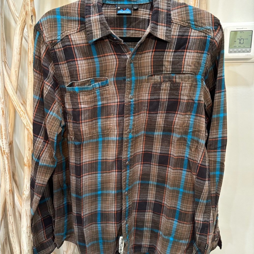 Kavu Brown and Blue Plaid Flannel Shirt
